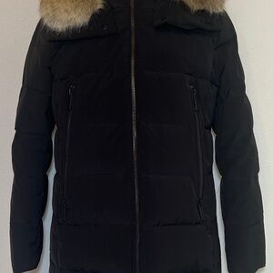 MICHAEL KORS Puffer Coat | Full Zip Hood Faux Fur Trim Classic | Womens Large